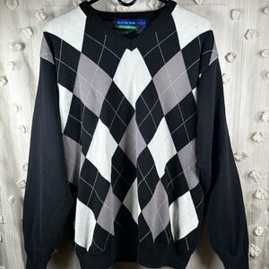 Scottish Wind Men's Argyle Crewneck Golf Sweater Size Medium